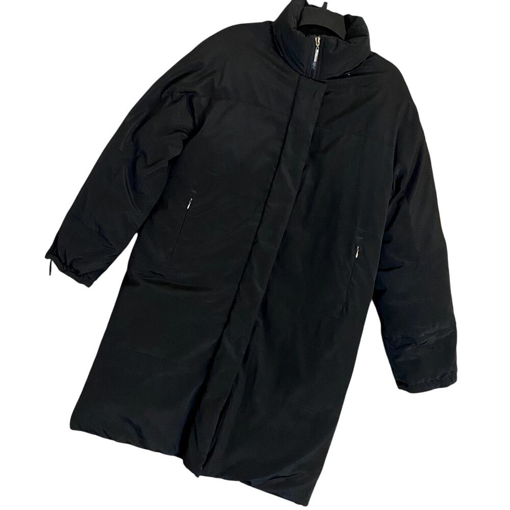 Vtg Regency Down Coat Womens M Black Long Parka‎ Zipper NO HOOD